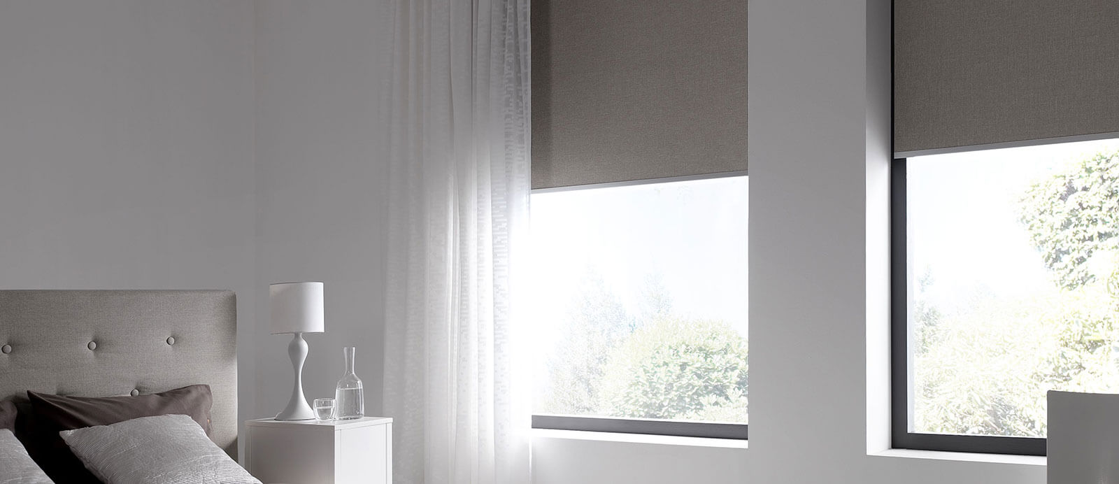 Sheer curtains with roller blinds